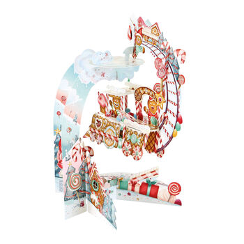 Pop Up 3D Pendulum Card Gingerbread Train, 3 of 3