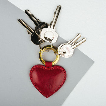 Red Heart Shaped Leather Key Ring. 'The Mimi', 9 of 9