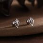 Sterling Silver Art Deco Inspired Tiny Rhombus Cz Screw Back Earrings, thumbnail 1 of 11