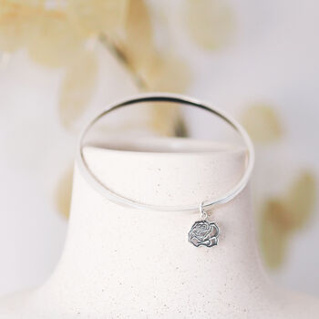 Personalised Hand Stamped Birth Flower Bangle, 2 of 11