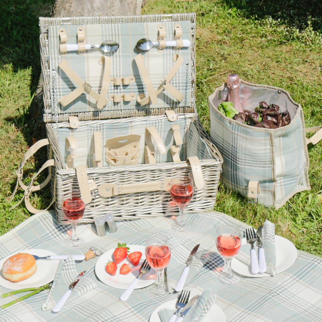 luxury personalised tartan four person picnic hamper by dibor