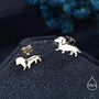 Sterling Silver Cute Sausage Dog Puppy Stud Earrings, thumbnail 4 of 12