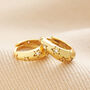Gold Sterling Silver Crystal Dome Huggie Hoop Earrings, thumbnail 1 of 5
