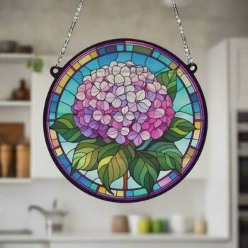 Hydrangea Stained Glass Effect Suncatcher, 2 of 6