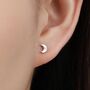 Tiny Moon With Starburst Stud Earrings Sterling Silver, thumbnail 1 of 11