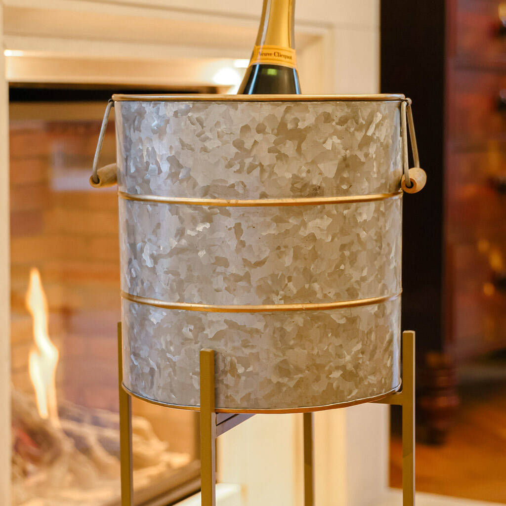 Gold Banded Standing Ice Bucket By Dibor