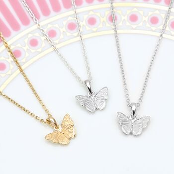 18ct Gold Plated Or Silver Tiny Butterfly Necklace, 2 of 4