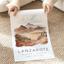 Lanzarote Spain Travel Poster With Map Coordinates, thumbnail 7 of 7