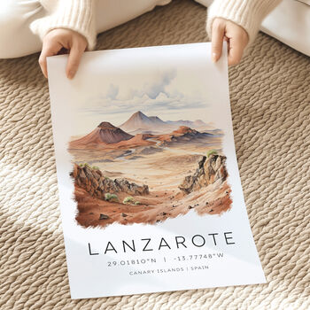 Lanzarote Spain Travel Poster With Map Coordinates, 7 of 7