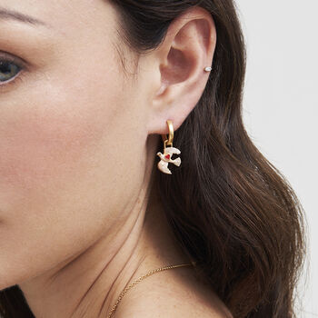 Gold Love Dove Huggie Earrings, 2 of 9