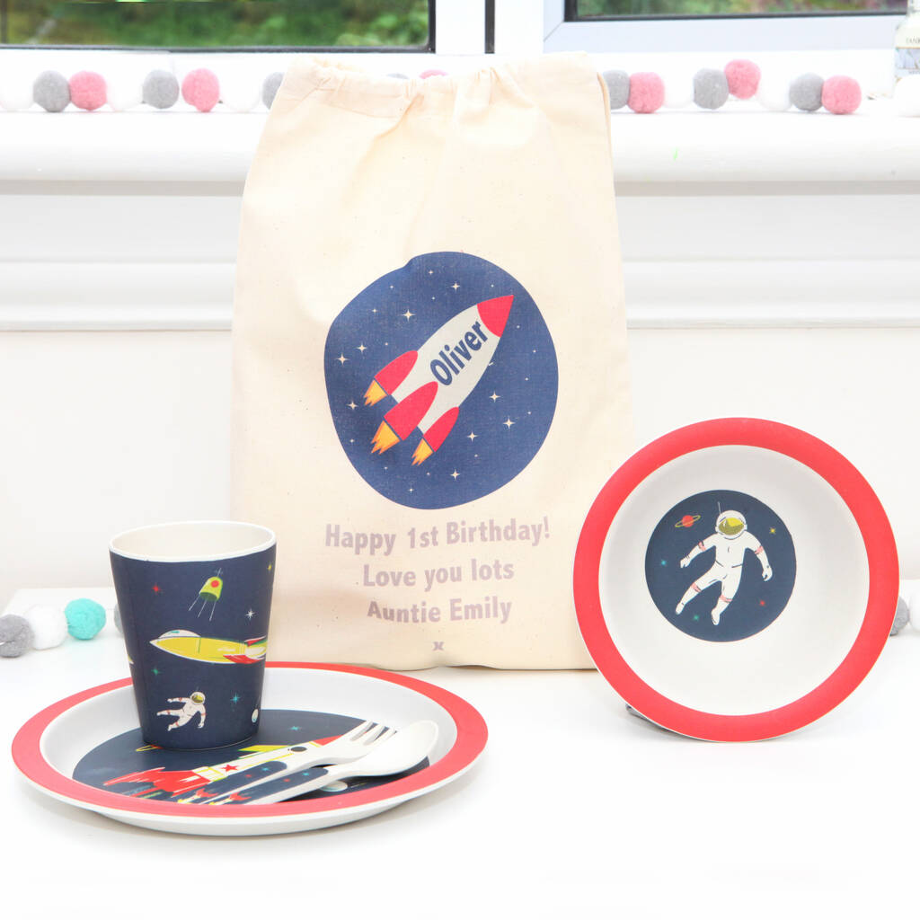 Space Astronaut Dinner Set With Personalised Bag, 1 of 4