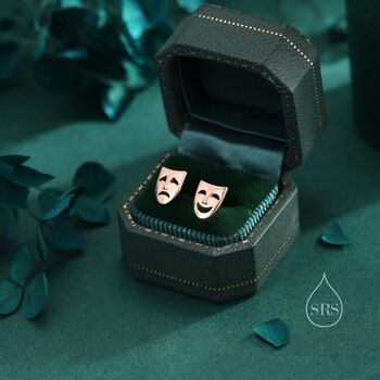 Sterling Silver Theatre Mask Stud Earrings, 5 of 11