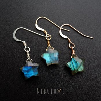 Labradorite Crystal Star Earrings, 3 of 8