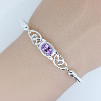Sterling Silver Celtic Amethyst Bangle, 3 of 7