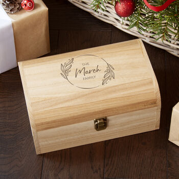 Personalised Family Christmas Wooden Keepsake Chest, 5 of 10