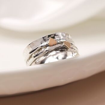Personalised Sterling Silver Double Heart Spinning Ring, 3 of 9