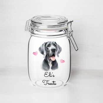 Personalised Great Dane Kilner Style Dog Treat Jar, 2 of 2