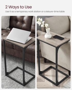 C Shaped Sofa Side Table Bedside Table With Metal Frame, 5 of 9