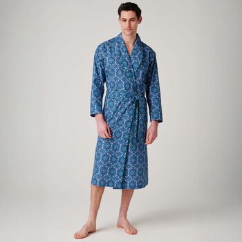 Men's 'Marrakesh Paisley' Crisp Cotton Robe, 2 of 5