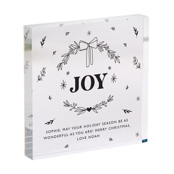 Personalised Joy Christmas Acrylic Plaque Gift, 4 of 4
