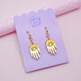 Gold Mirrored Acrylic Mystic Hand Drop Earrings, thumbnail 6 of 8