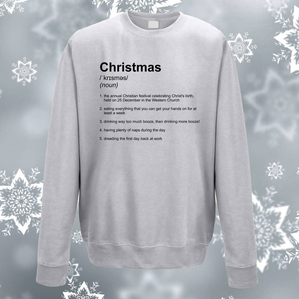 christmas the real dictionary meaning adult jumper by good time gifts