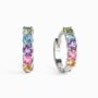 Rainbow Gemstone Huggie Hoop Earrings In Sterling Silver And Gold, thumbnail 1 of 11