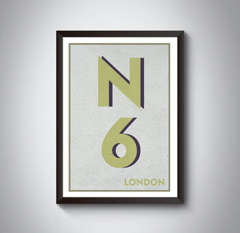 N6 Camden, Harringay London Postcode Print, 8 of 10