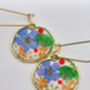Dried Flowers Round Danggling Earrings Small Hand Made, thumbnail 2 of 9
