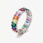 Women's Sterling Silver Rainbow Ring With Colourful Stones, thumbnail 1 of 3