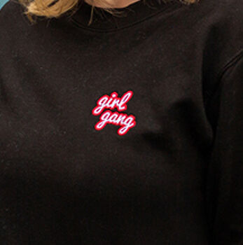 'Girl Gang' Embroidered Motif Black Sweatshirt, 3 of 4