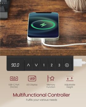 Electric Standing Desk With Power Strip Monitor Stand, 5 of 9