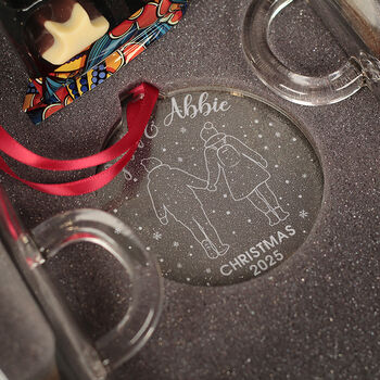 Christmas Couple In The Snow Pair Of Glass Hot Chocolate Coffee Latte Mugs, 5 of 8