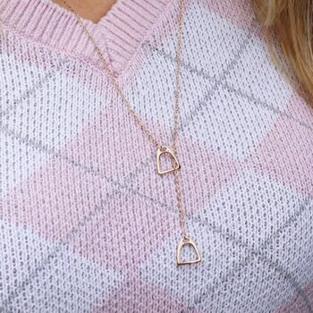 Personalised Stirrup Necklace, Silver, Gold Or Rose Gold, 7 of 12