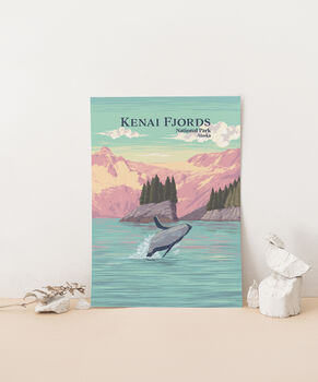 Kenai Fjords National Park USA Travel Poster Art Print, 3 of 8