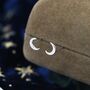 Tiny Crescent Moon Stud Earrings In Sterling Silver, thumbnail 3 of 12