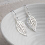 Sterling Silver Leaf Dangly Earrings, thumbnail 3 of 4