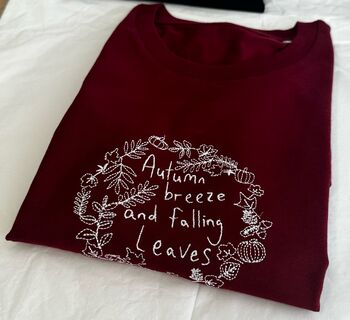 Autumn Breeze Embroidered T Shirt, 3 of 3