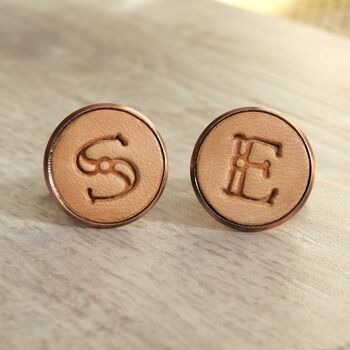 Personalised Leather Initial Cufflinks, 10 of 12