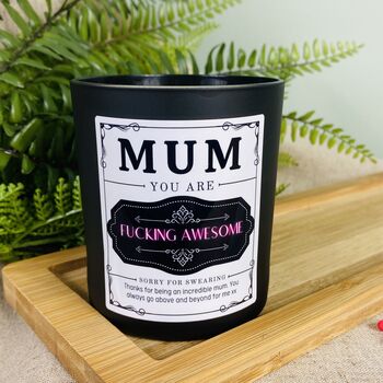 Personalised Fucking Awesome Neon Mothers Day Candle, 3 of 12