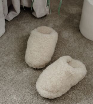 Pure Merino Wool Cocoon Slippers Mules, 4 of 8