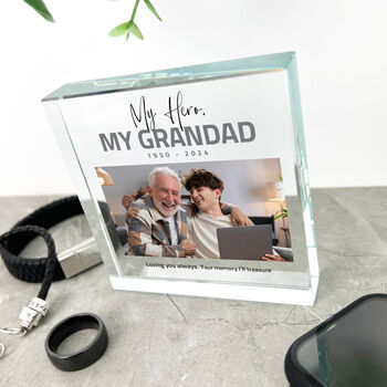 Personalised Memorial Bold Text Photo Crystal Token, 5 of 6