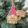 Personalised Christmas Eco Gnome Gonk Sign Decoration, thumbnail 2 of 7