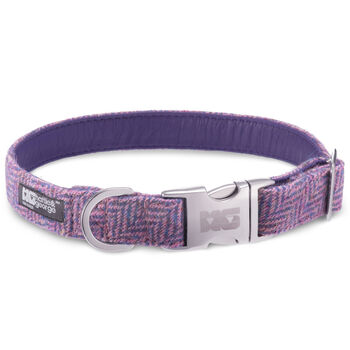 Mia's Purples And Pinks Harris Tweed Dog Collar, 2 of 4