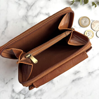 Women's Tan Leather Purse Hand Woven, 2 of 3