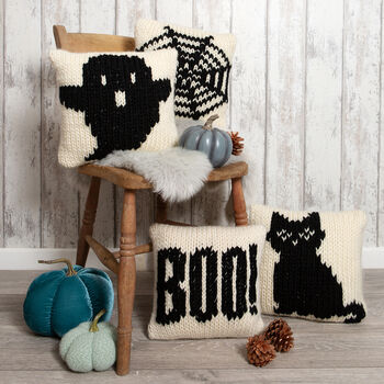Black Cat Cushion Cover Knitting Kit, 4 of 9