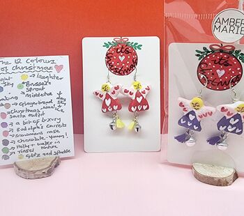 Festive Painted Angel Earrings With Stand, 8 of 11