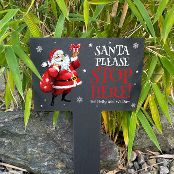 Personalised Cartoon Santa Please Stop Here Sign, 2 of 4