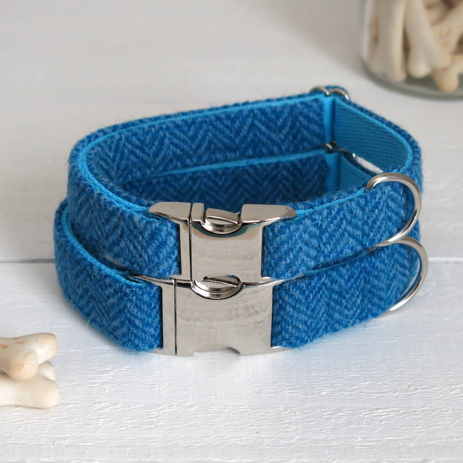 herringbone harris tweed dog collar by furry necks