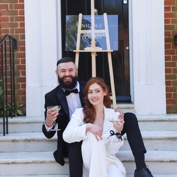 Personalised Clear White Writing Wedding Welcome Sign, 2 of 3